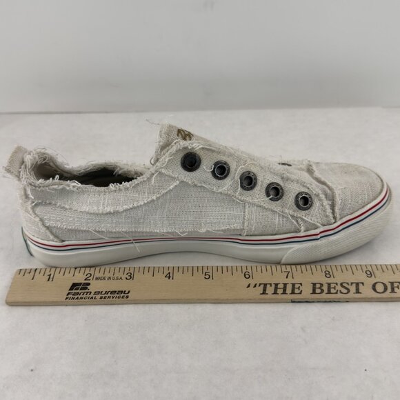 Blowfish Malibu Low Top Sneakers Womens Size 6.5 Off White Distressed Canvas - Picture 11 of 12